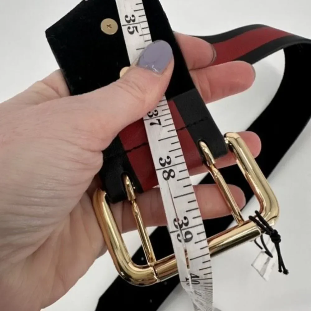 NWT B-Low The Belt Women's Genuine Leather Waist Belt Red Black Size‎ Medium